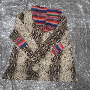Multicolor Hooded Snake Print Sweatshirt